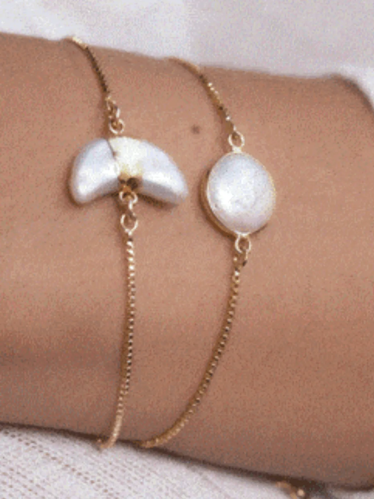 Fresh Water Round Pearl Silver Chain Bracelet