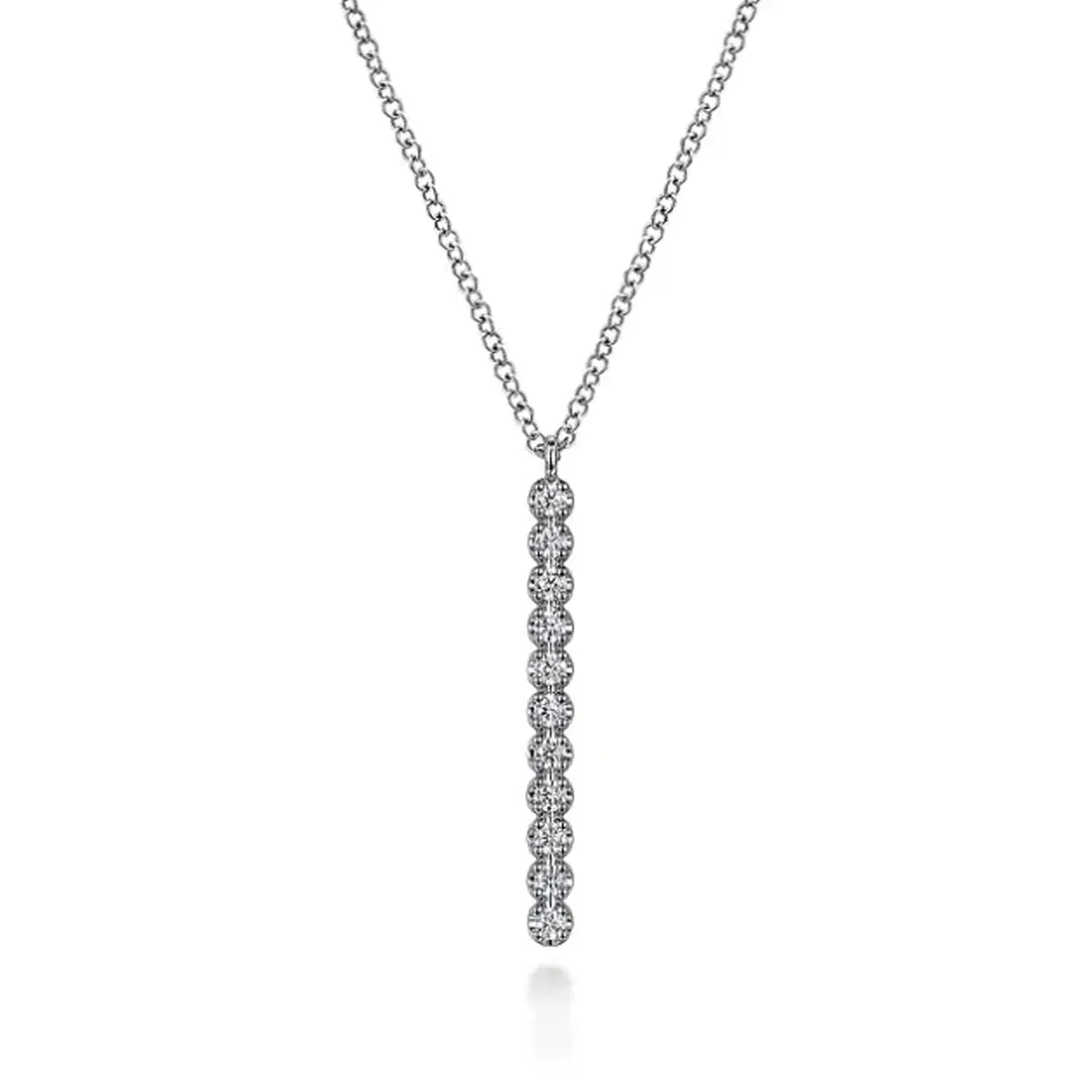 Gabriel & Co. Round Cut Vertical Bar Diamond Necklace Pendant