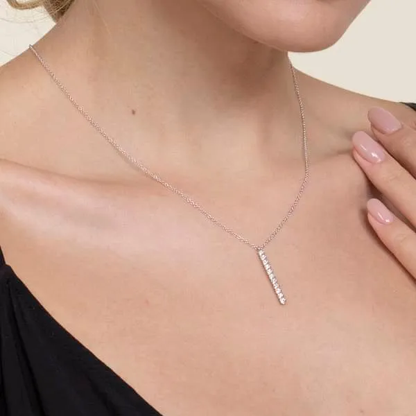Gabriel & Co. Round Cut Vertical Bar Diamond Necklace Pendant