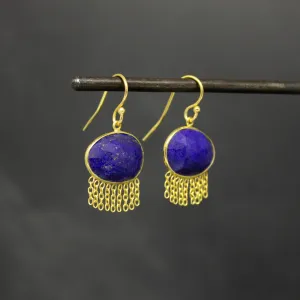 Gold and Gemstone Chain Drop Earrings