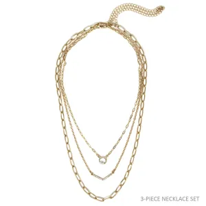 Gold Chain Layered with Round Crystal 16"-18" Necklace