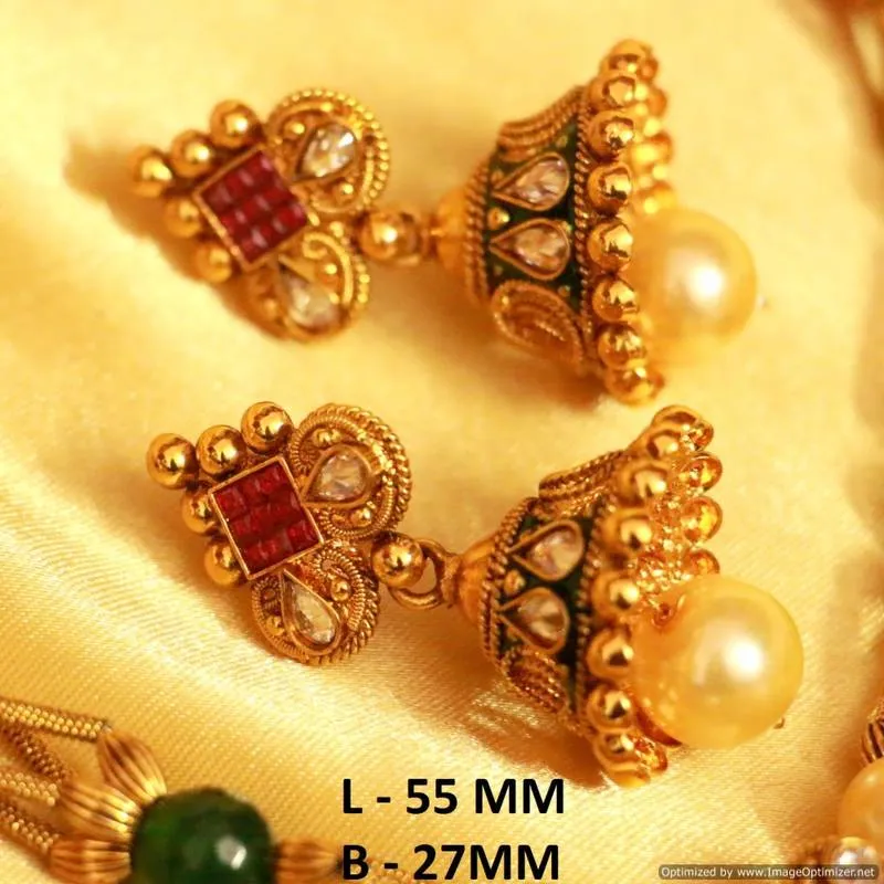 GOLD PLATED POLKI STUDDED MULTICOLOUR PENDANT SET
