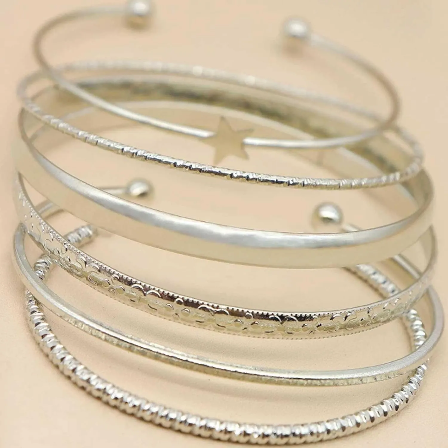 Gold Stack Bracelets Stackable Bracelets for Women Silver Bracelet Stack Non Tarnish Cuff Bangle Bracelets for Women Trendy Jewelry Gifts Accessories Stocking Stuffers