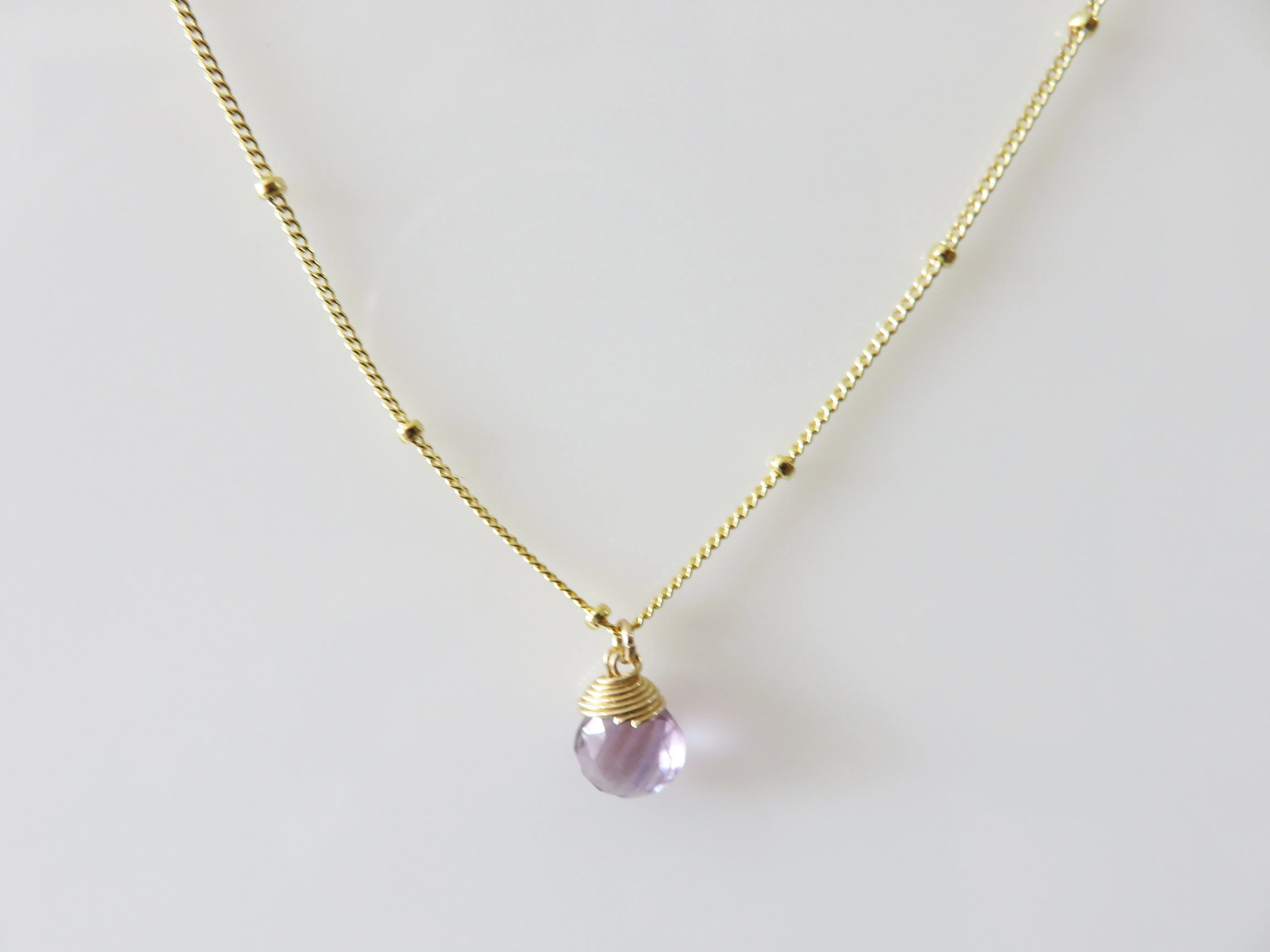 Gold Trinket Amethyst Stone Necklace by Lotus
