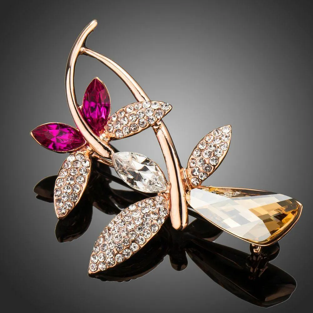 Golden Dragonflies Brooch Pin