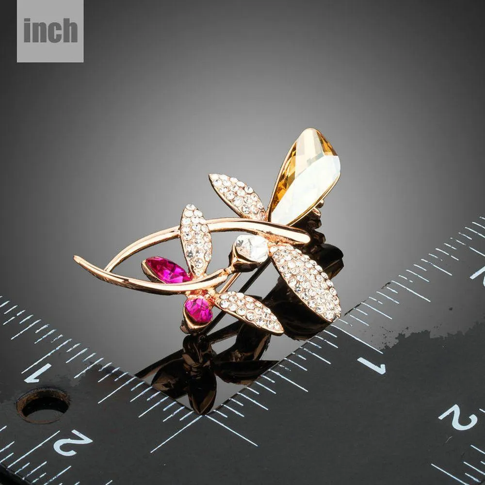 Golden Dragonflies Brooch Pin