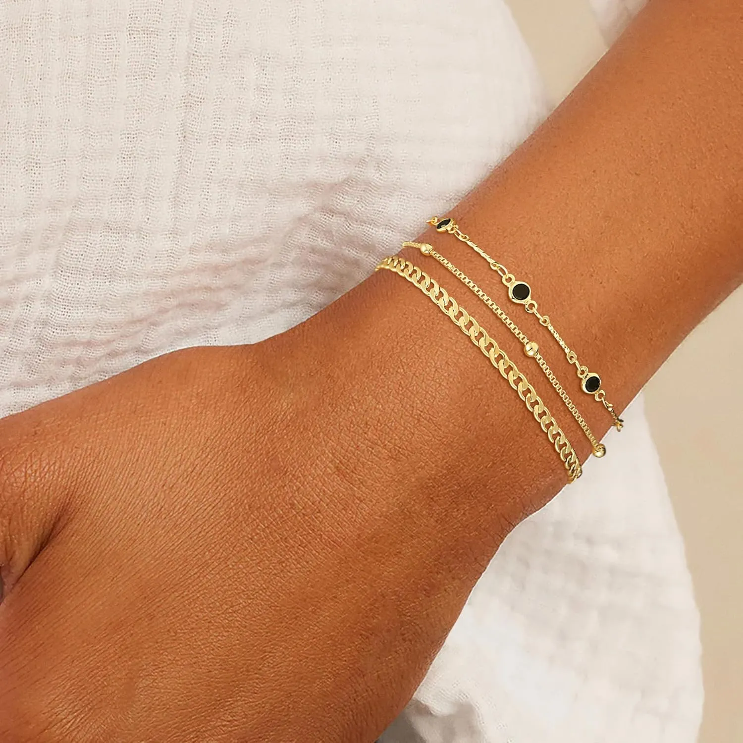 Gold/Silver Bracelets for Women,3 Piece Classical Stack Bracelet Fashion Adjustable Waterproof Jewelry Birthday Gift Gold Accessories for Women