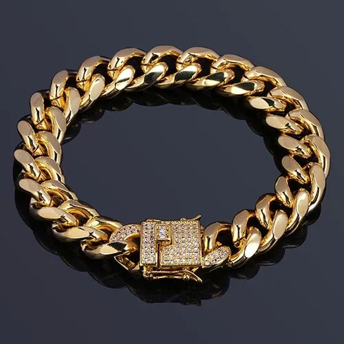 Gorgeous 12mm Oval Multi-Layer Twist Micro-Studded High-End Diamond Inlay 18K Gold Jewerly for Men