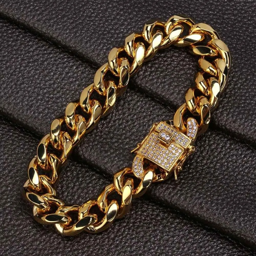Gorgeous 12mm Oval Multi-Layer Twist Micro-Studded High-End Diamond Inlay 18K Gold Jewerly for Men