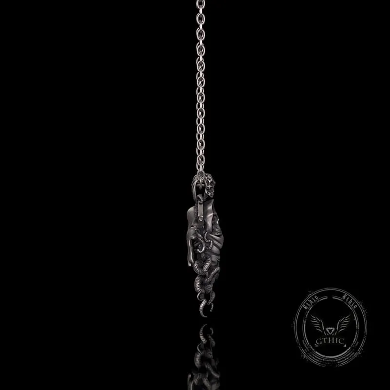 Gothic Skull Tentacle Demon Sterling Silver Pendant