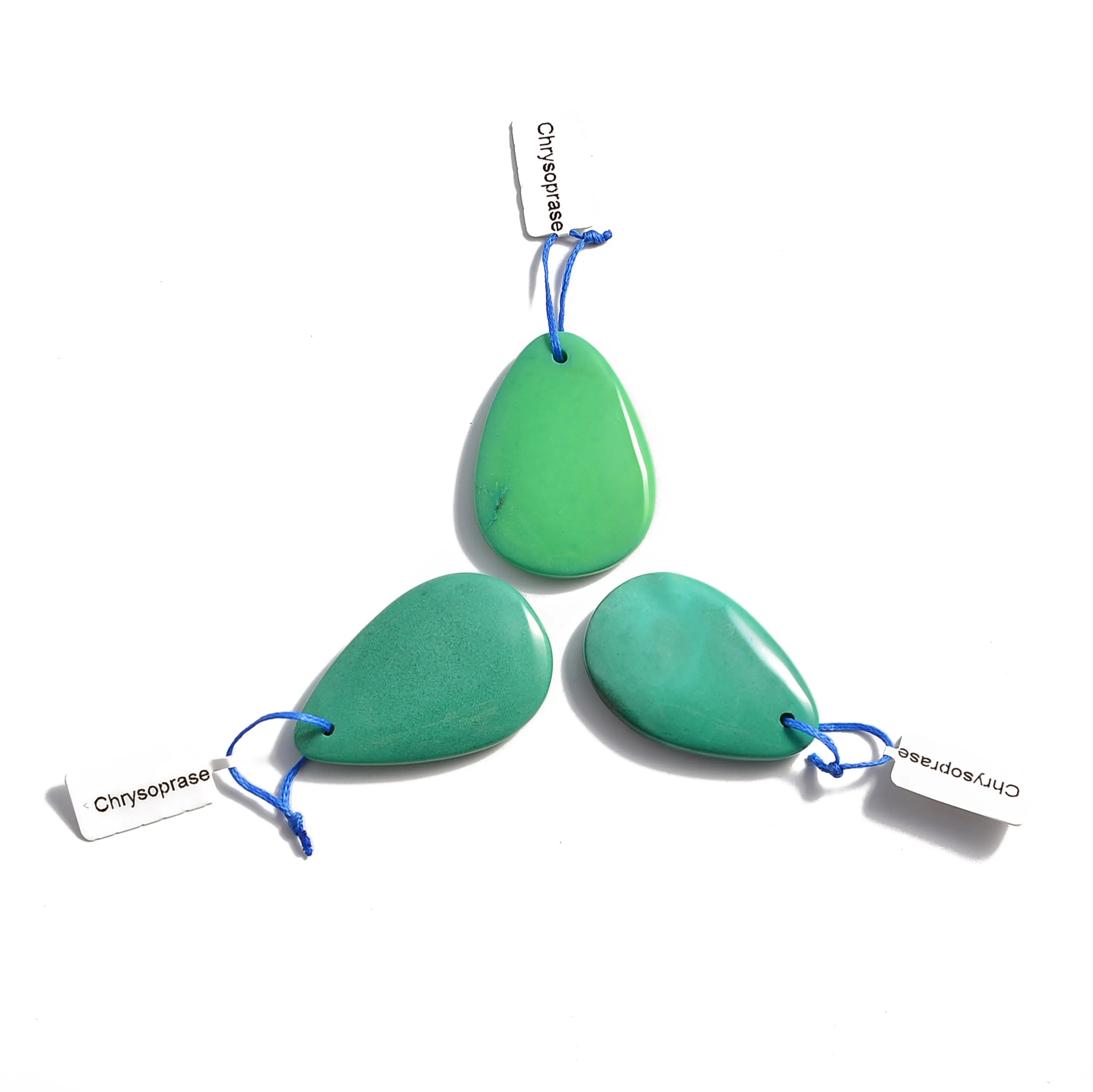 Green Chrysoprase Pendant Teardrop or Irregular Shape Approx 30x40mm