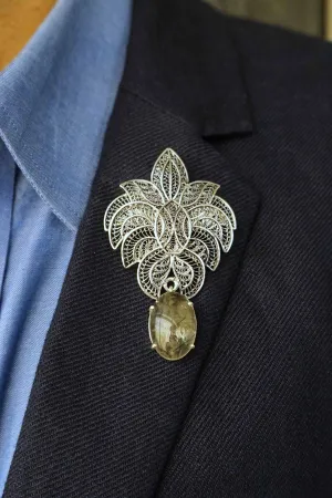 Handcrafted Rutile Quartz Brooch