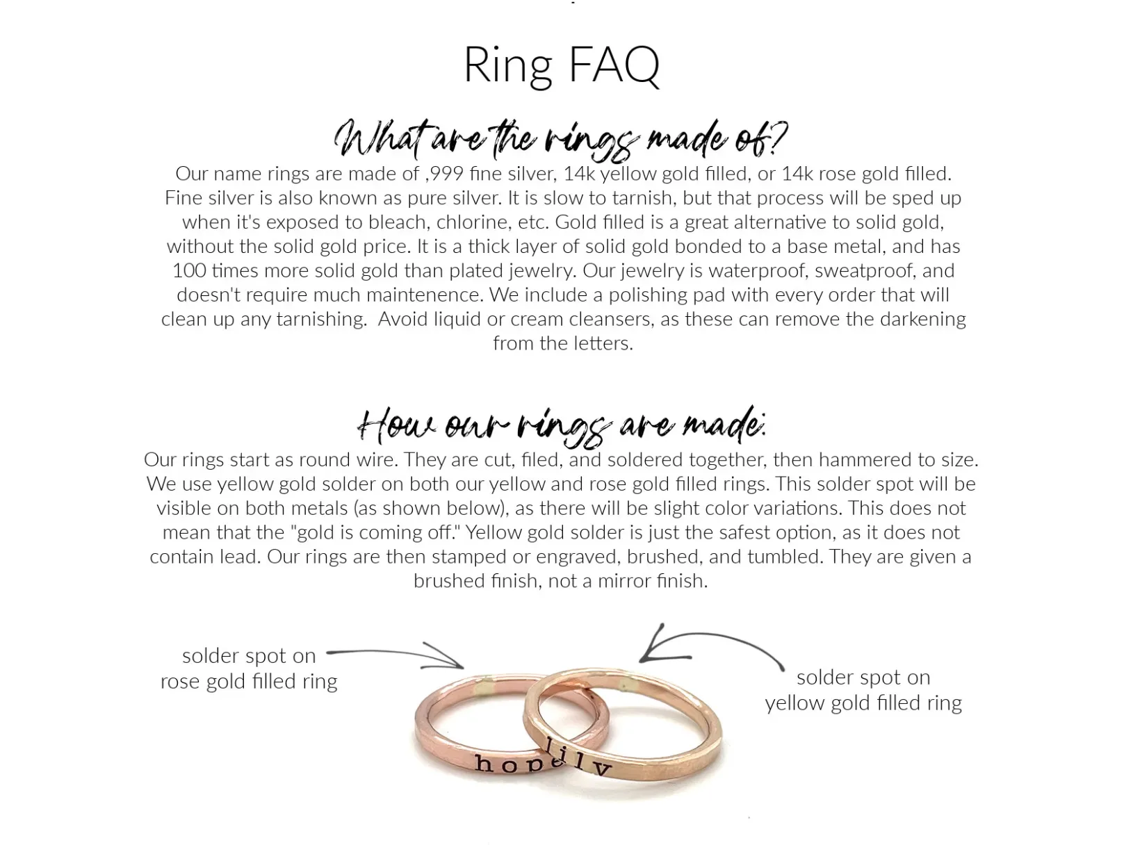 Handwriting Font Personalized Ring