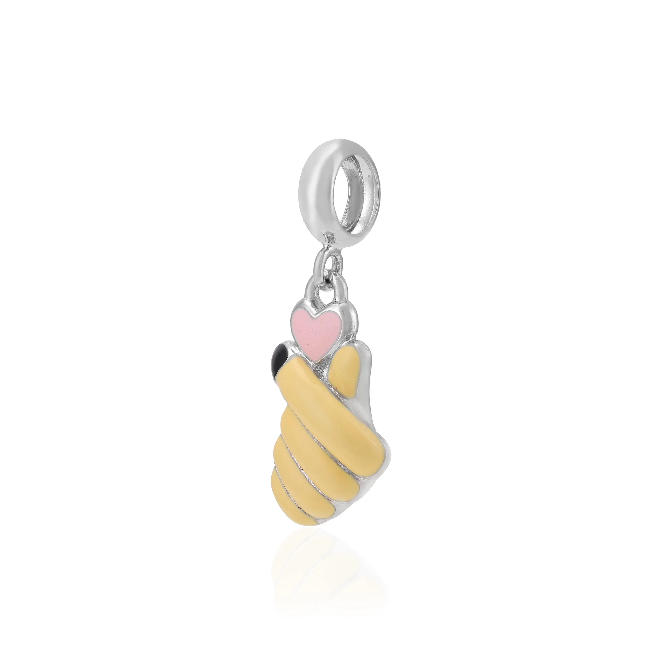 Heart in Hand Rhodium Plated 925 Soft Pink Heart Pendants