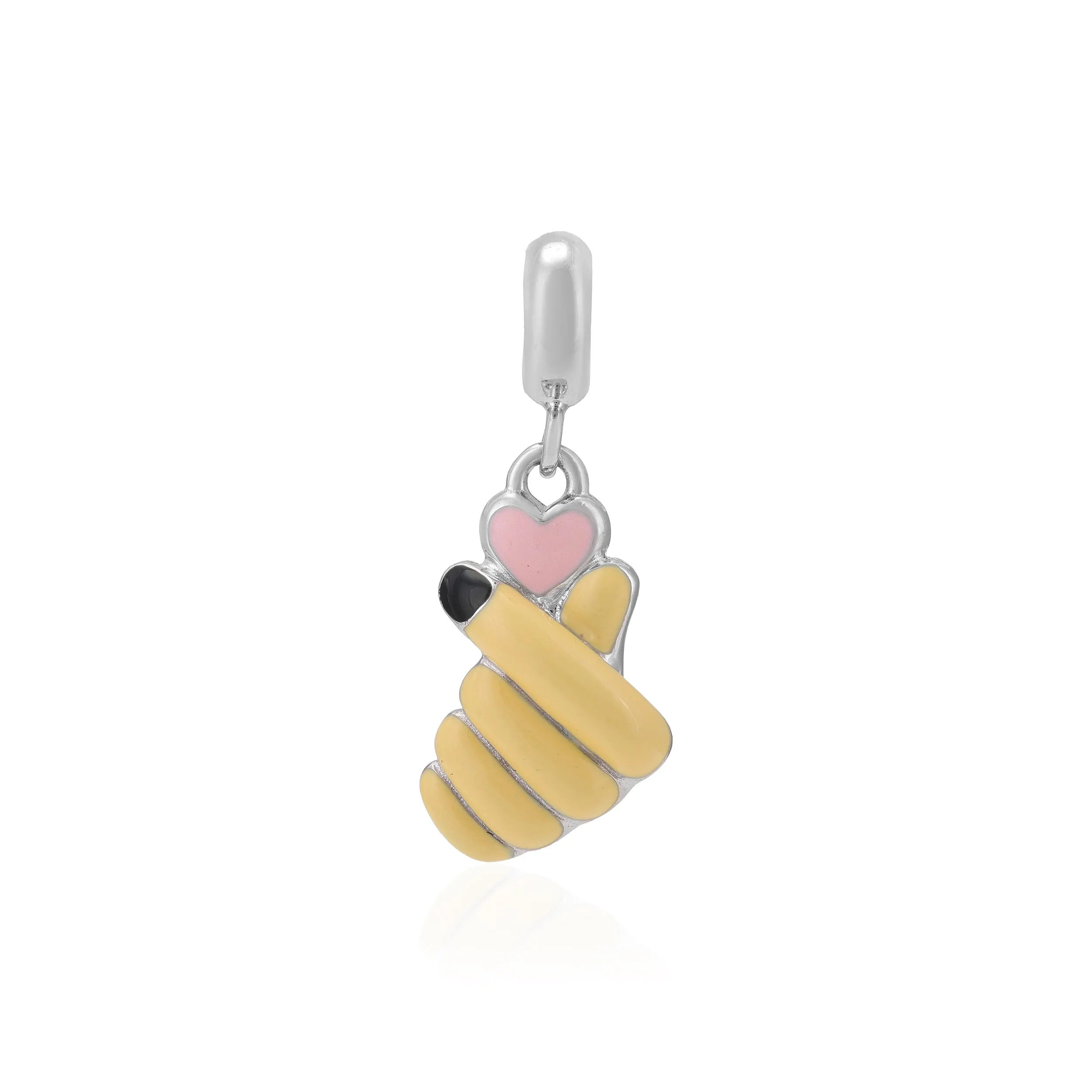 Heart in Hand Rhodium Plated 925 Soft Pink Heart Pendants