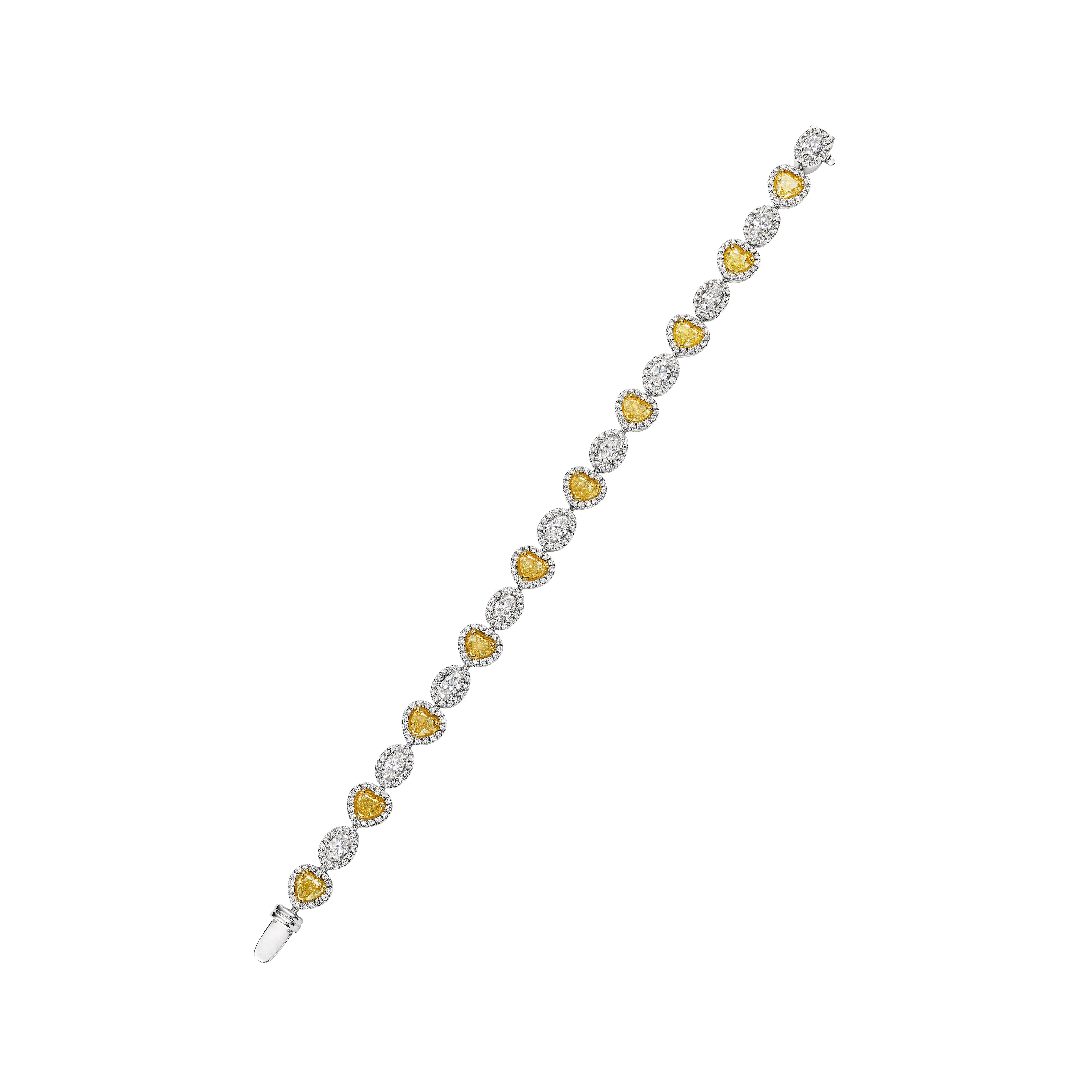 Heart Shaped Fancy Yellow Diamond Bracelet, 5.5 CT