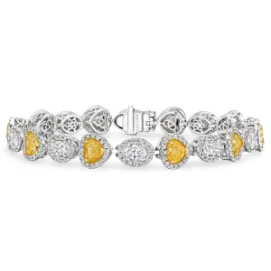 Heart Shaped Fancy Yellow Diamond Bracelet, 5.5 CT