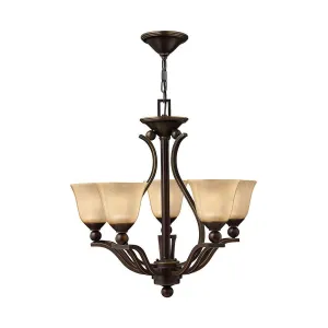 Hinkley 4655OB Bolla 5 Light Pendant Olde Bronze Amber Glass