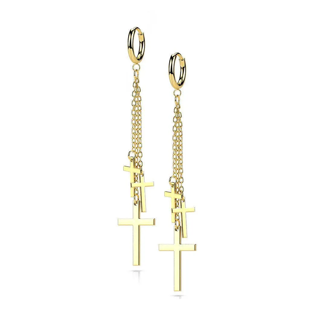 Hoop Earrings with Cross Dangle