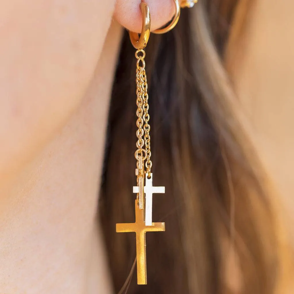 Hoop Earrings with Cross Dangle