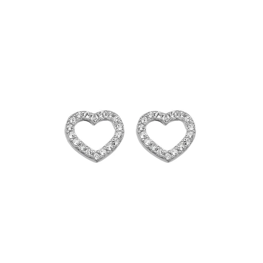 Hot Diamonds Sterling Silver White Topaz Striking Heart Earrings