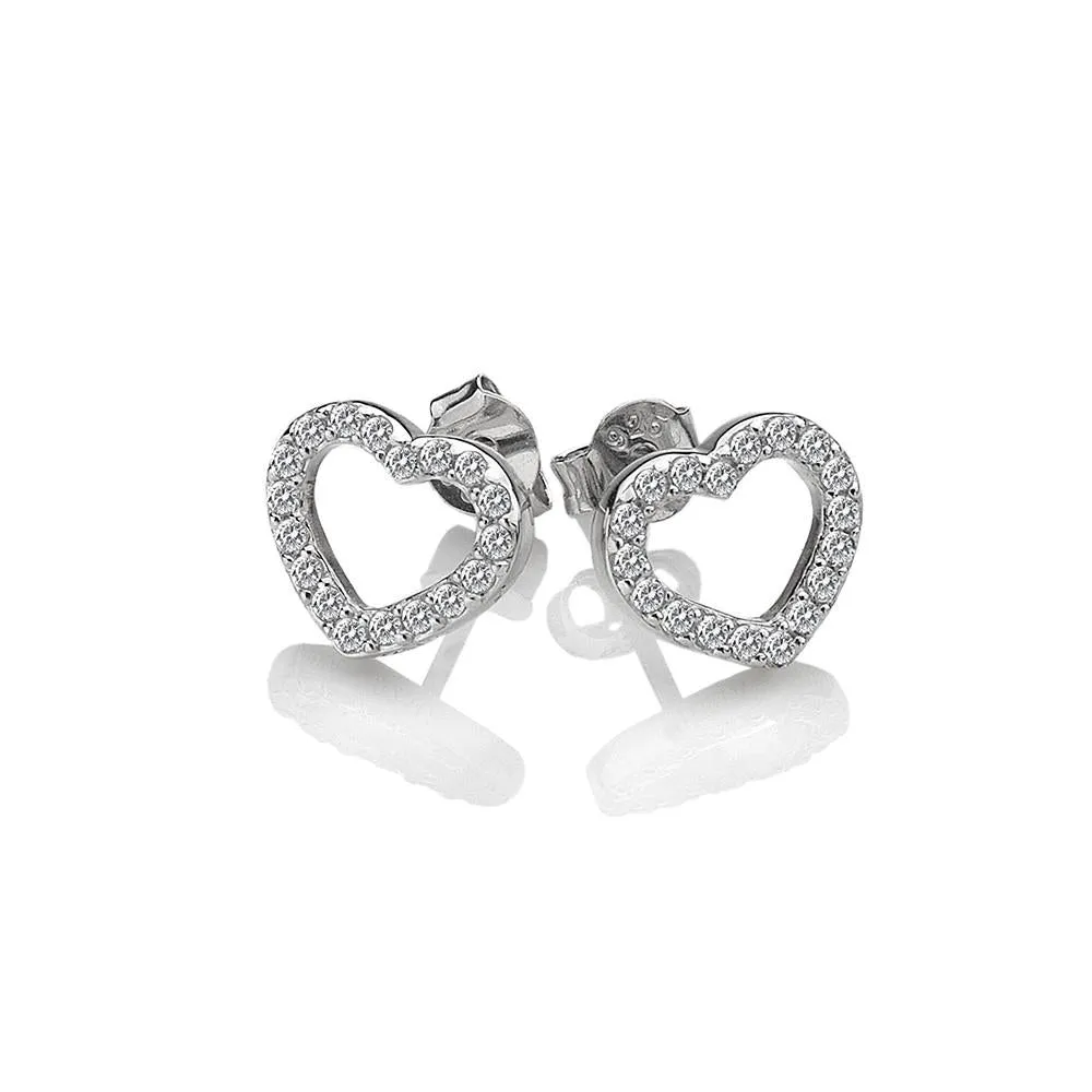 Hot Diamonds Sterling Silver White Topaz Striking Heart Earrings