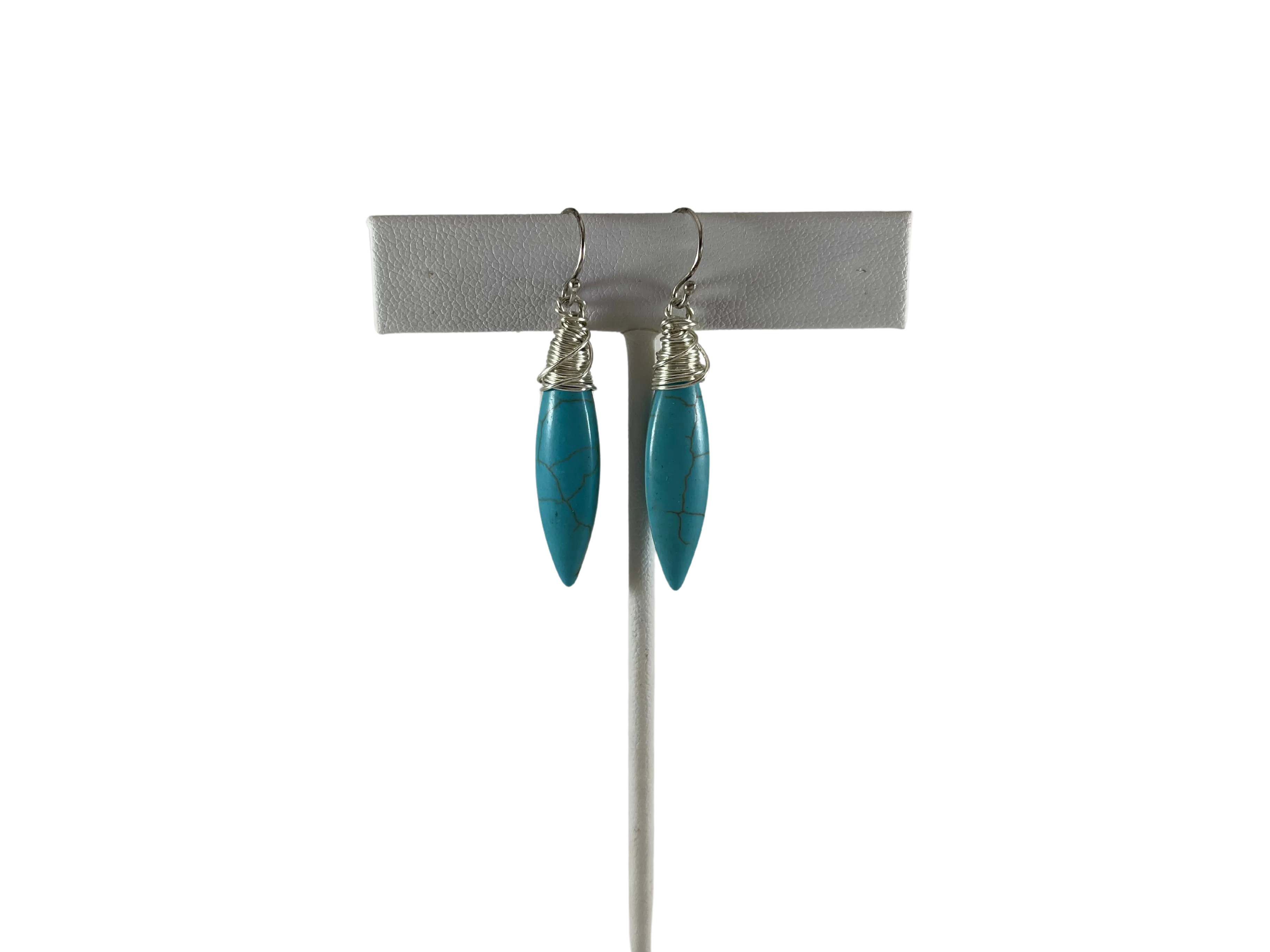 Howlite Turquoise Spike Wire Wrapped Earrings