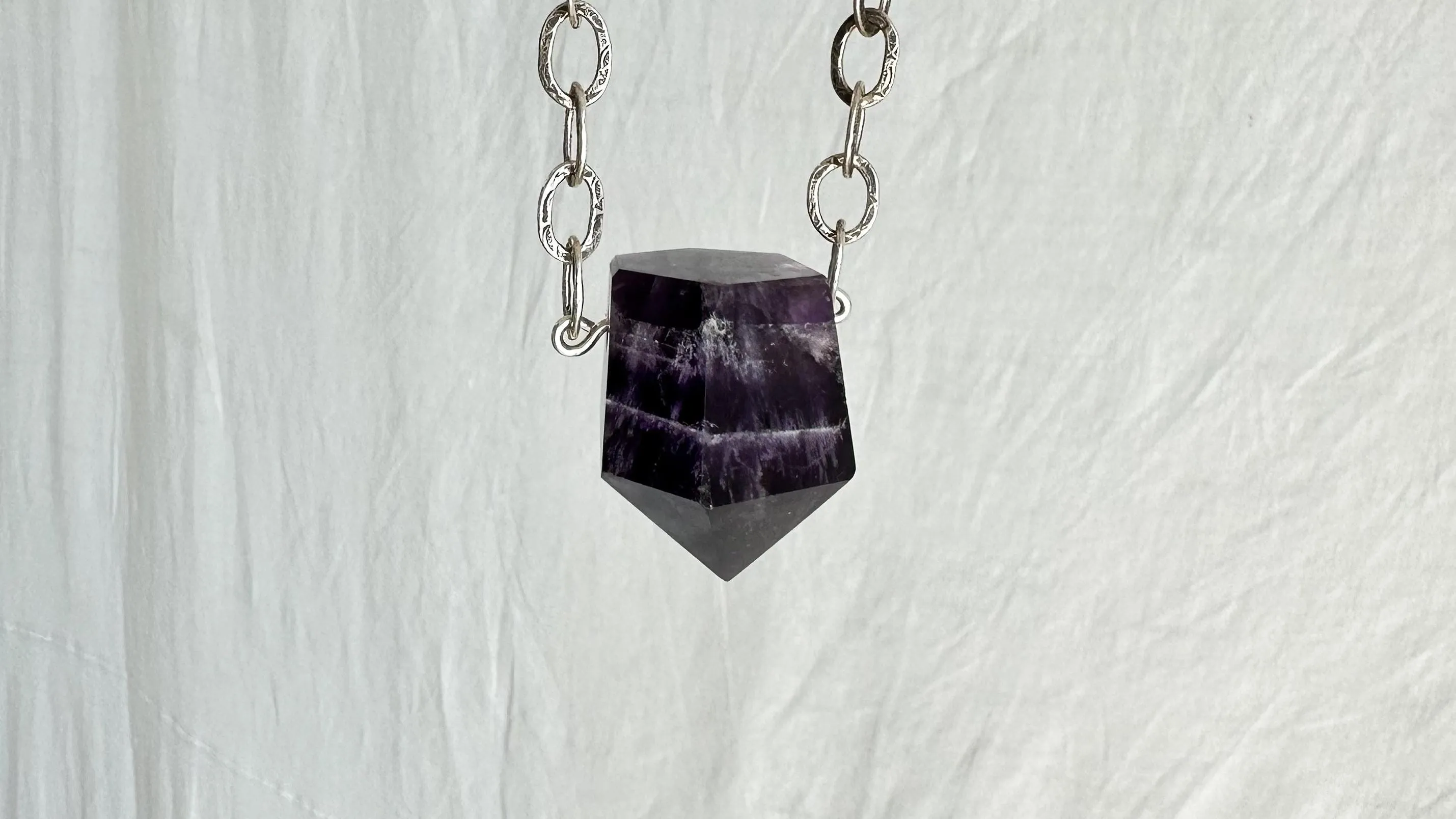 Huge Amethyst Pendant Necklace with Chunky Silver Chain. Maximalist Sterling Silver Jewelry, Unique Statement Jewelry for Women.