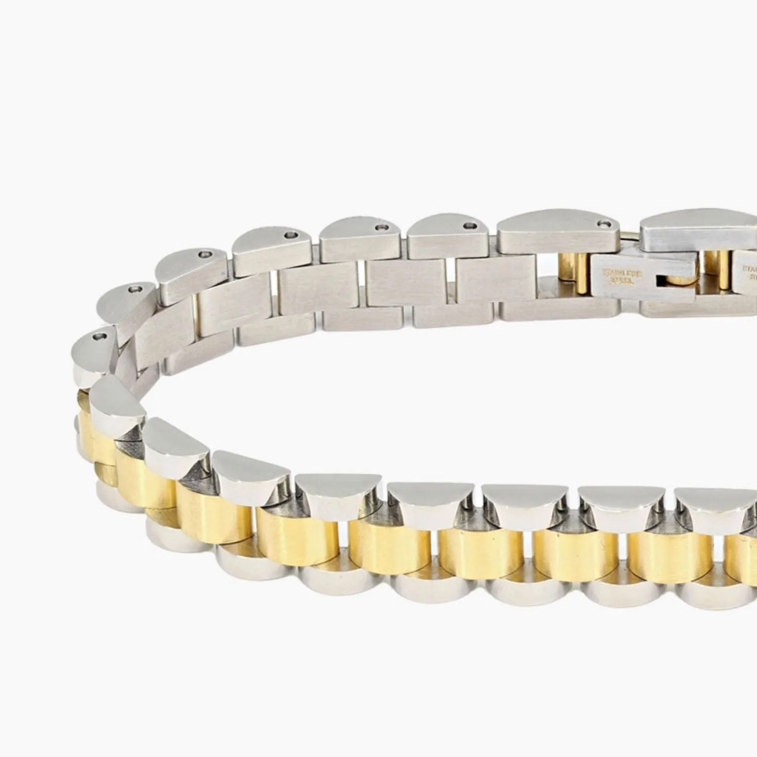 Italgem Stainless Steel and 14k Gold Stacked Link Bracelet