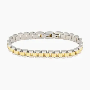Italgem Stainless Steel and 14k Gold Stacked Link Bracelet