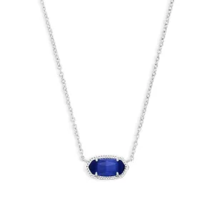 Kendra Scott Elisa Necklace in Cobalt Cat's Eye Glass, Rhodium Plated