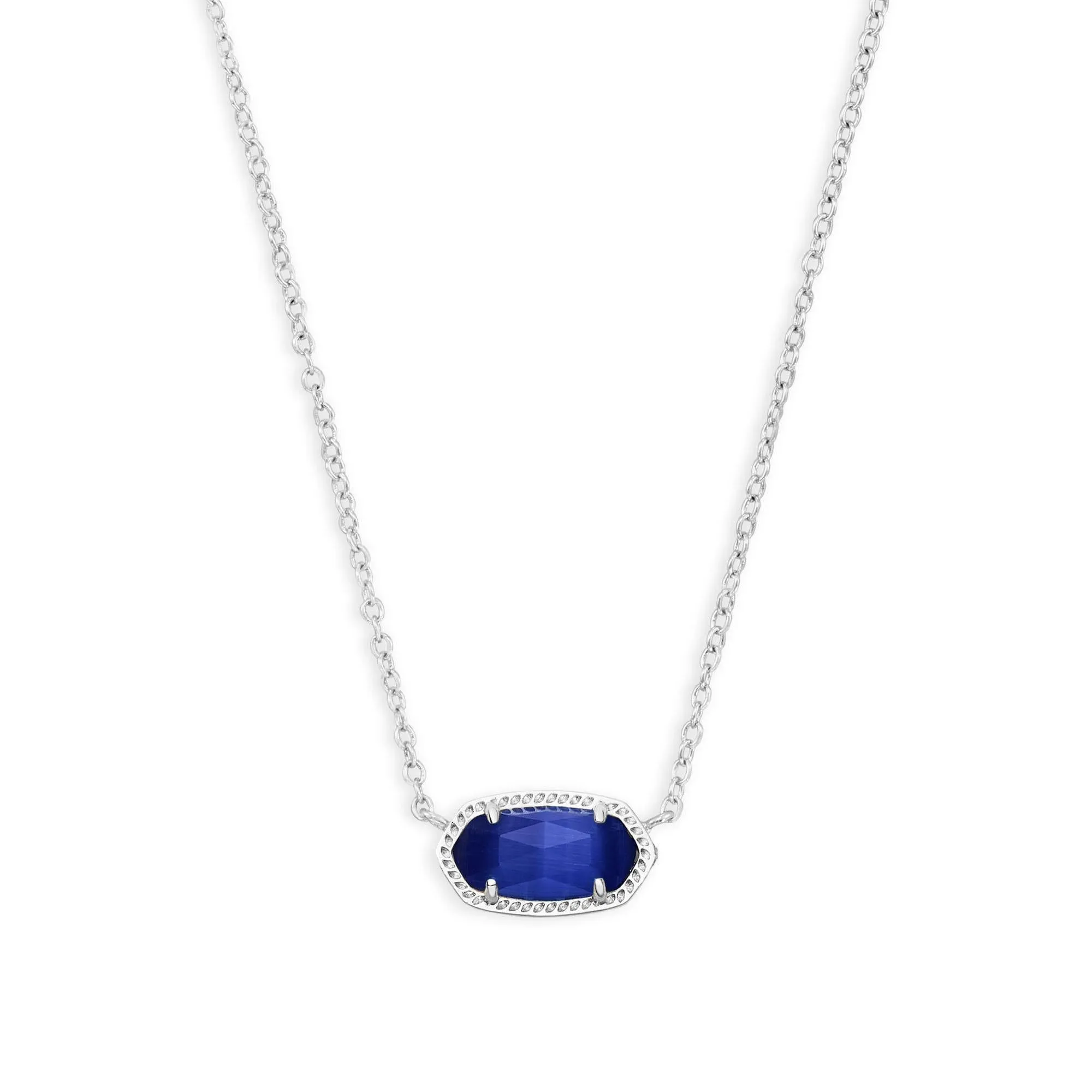 Kendra Scott Elisa Necklace in Cobalt Cat's Eye Glass, Rhodium Plated