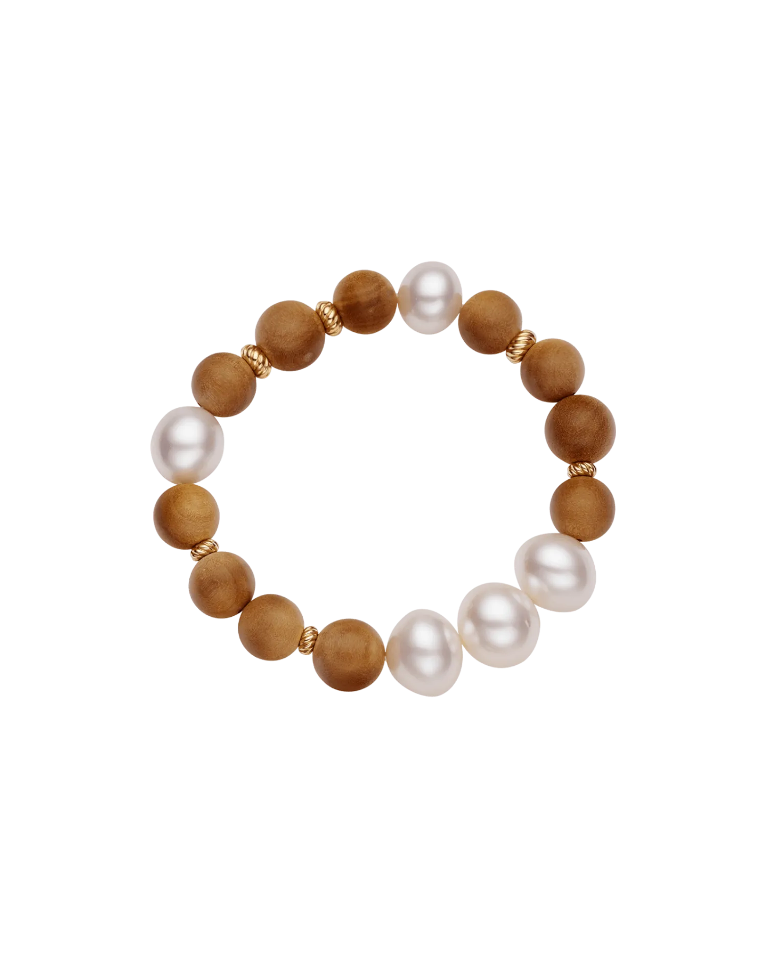 Kimberley Golden Dawn Pearl Bracelet | 11-14mm Pearls, Sandalwood, and Yellow Gold