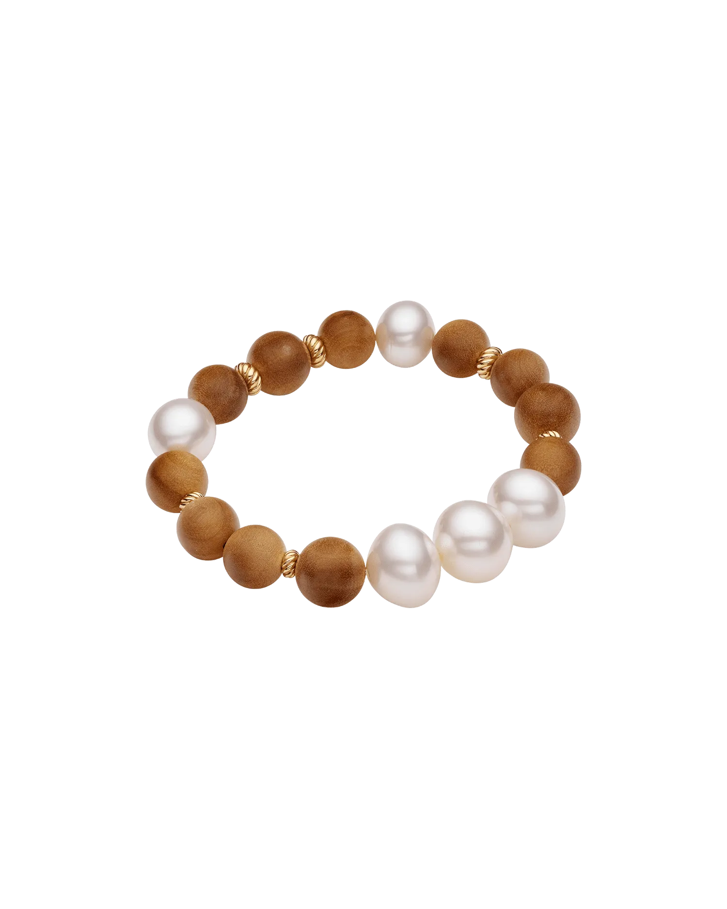 Kimberley Golden Dawn Pearl Bracelet | 11-14mm Pearls, Sandalwood, and Yellow Gold