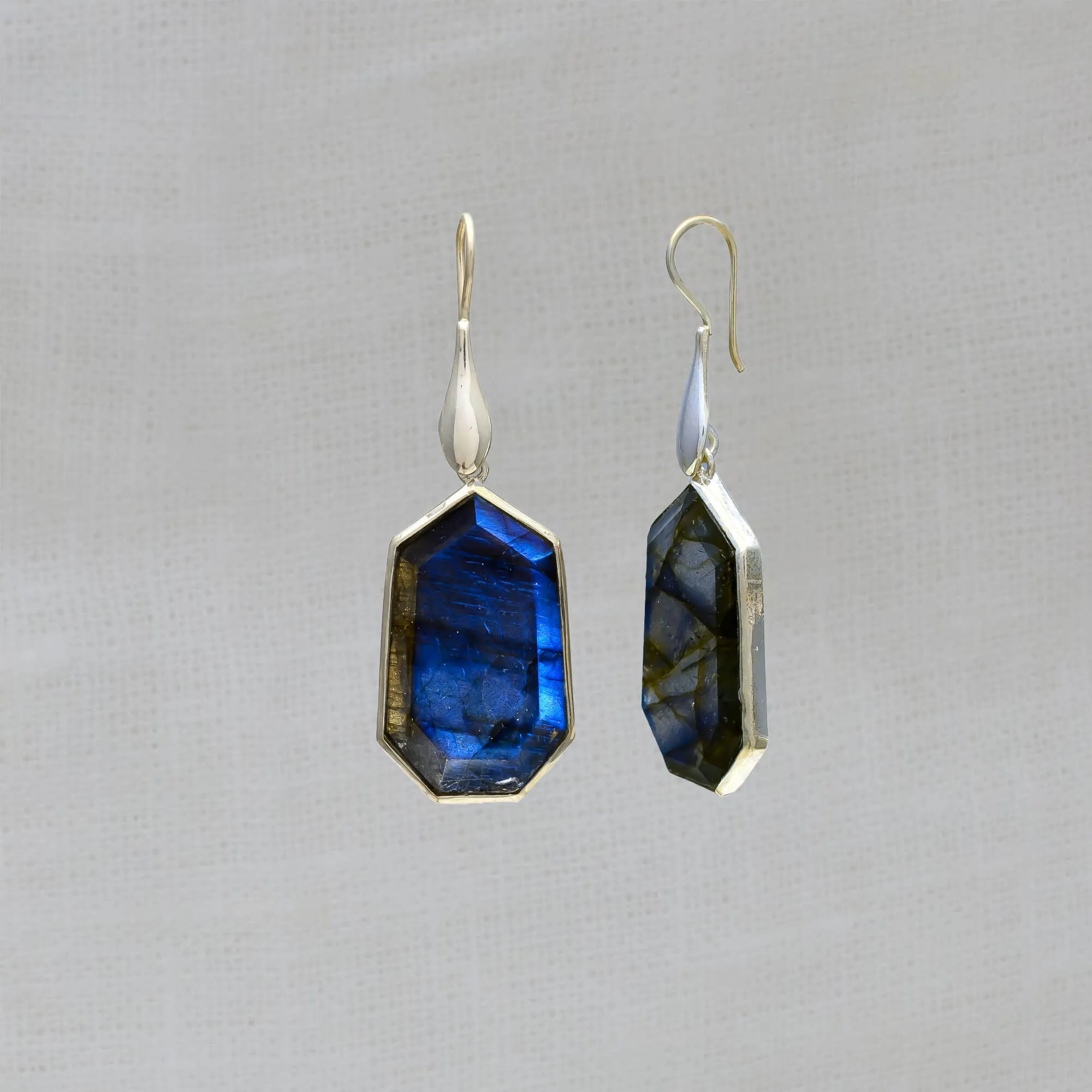 Labradorite and Silver Geometric Earrings
