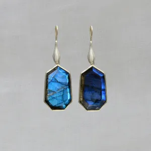 Labradorite and Silver Geometric Earrings