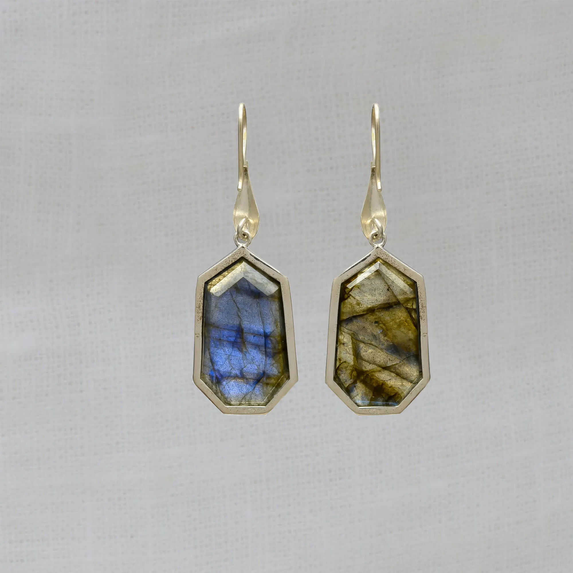 Labradorite and Silver Geometric Earrings