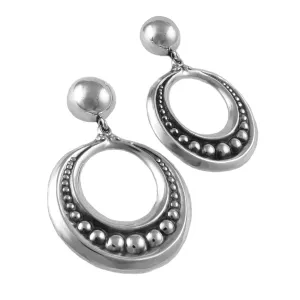 Large Maria Belen Taxco 925 Sterling Silver Hoop Earrings