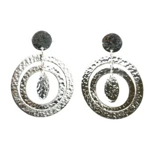 Large Silverplated Concentric Circles Post Earrings Artisana