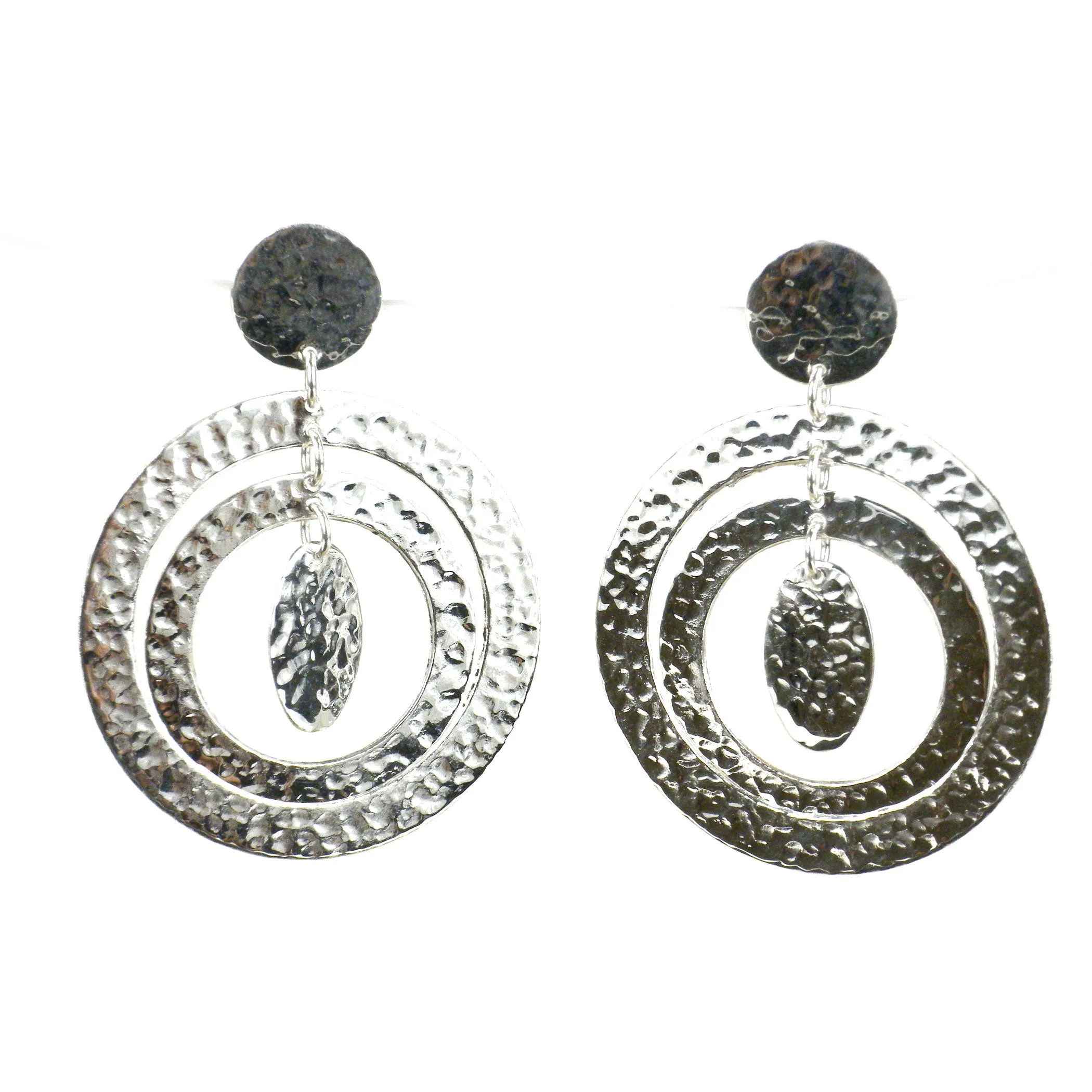 Large Silverplated Concentric Circles Post Earrings Artisana