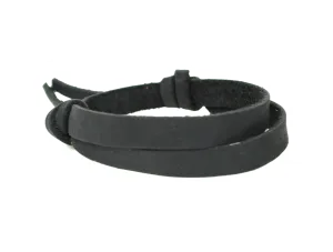 Leather Wrist Band with Adjustable Slide Knot - Black