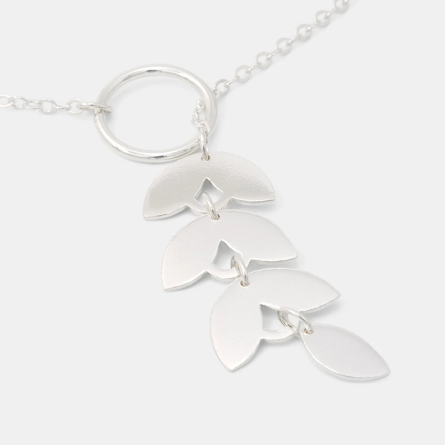 Leaves Silver Lariat Necklace