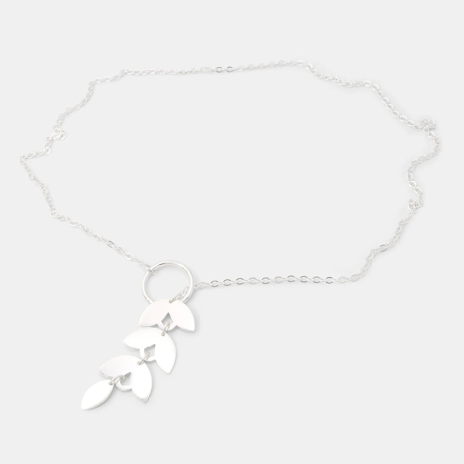 Leaves Silver Lariat Necklace