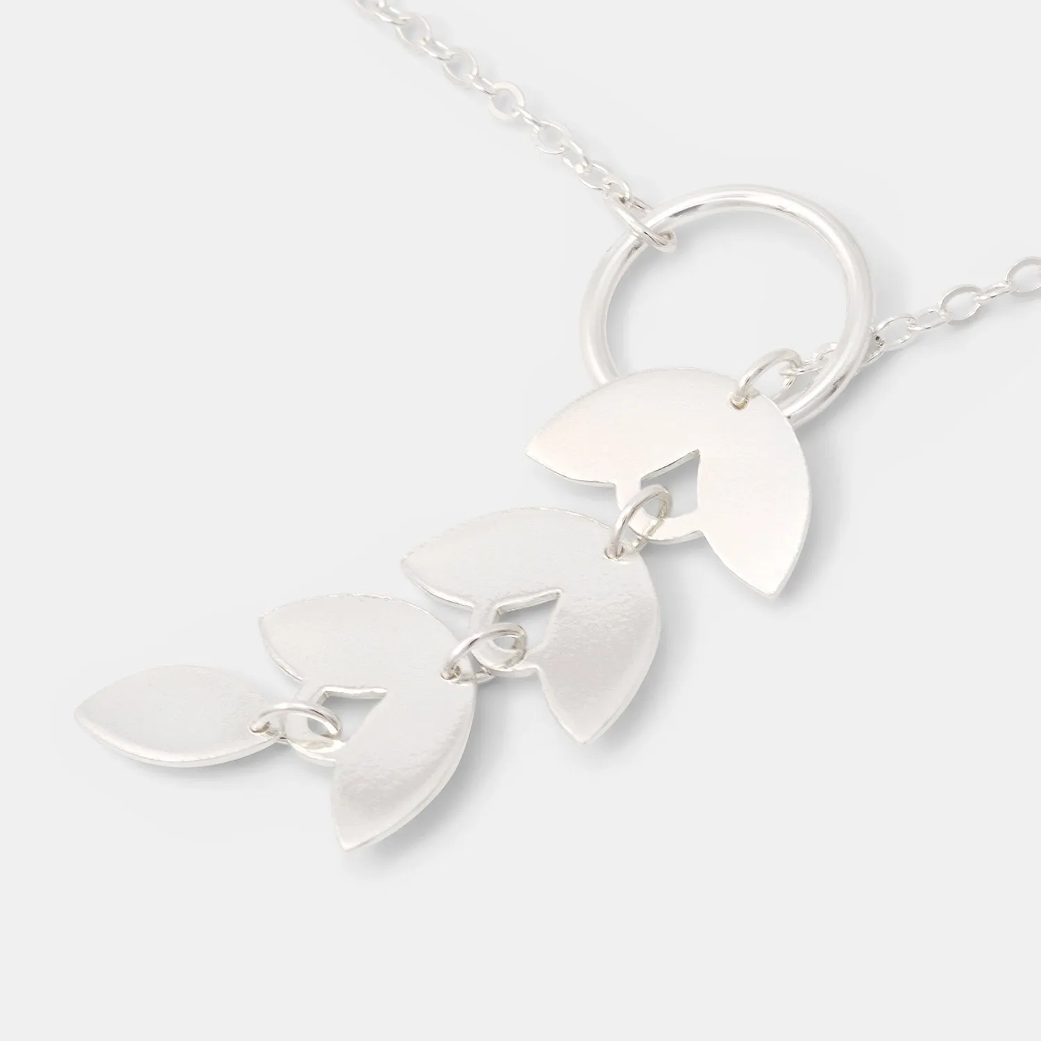Leaves Silver Lariat Necklace