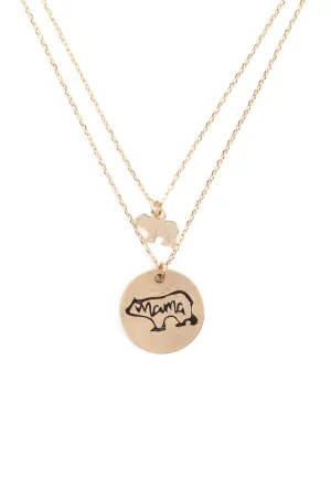 LNB249 - MAMA BEAR DOUBLE LAYER PENDANT NECKLACE