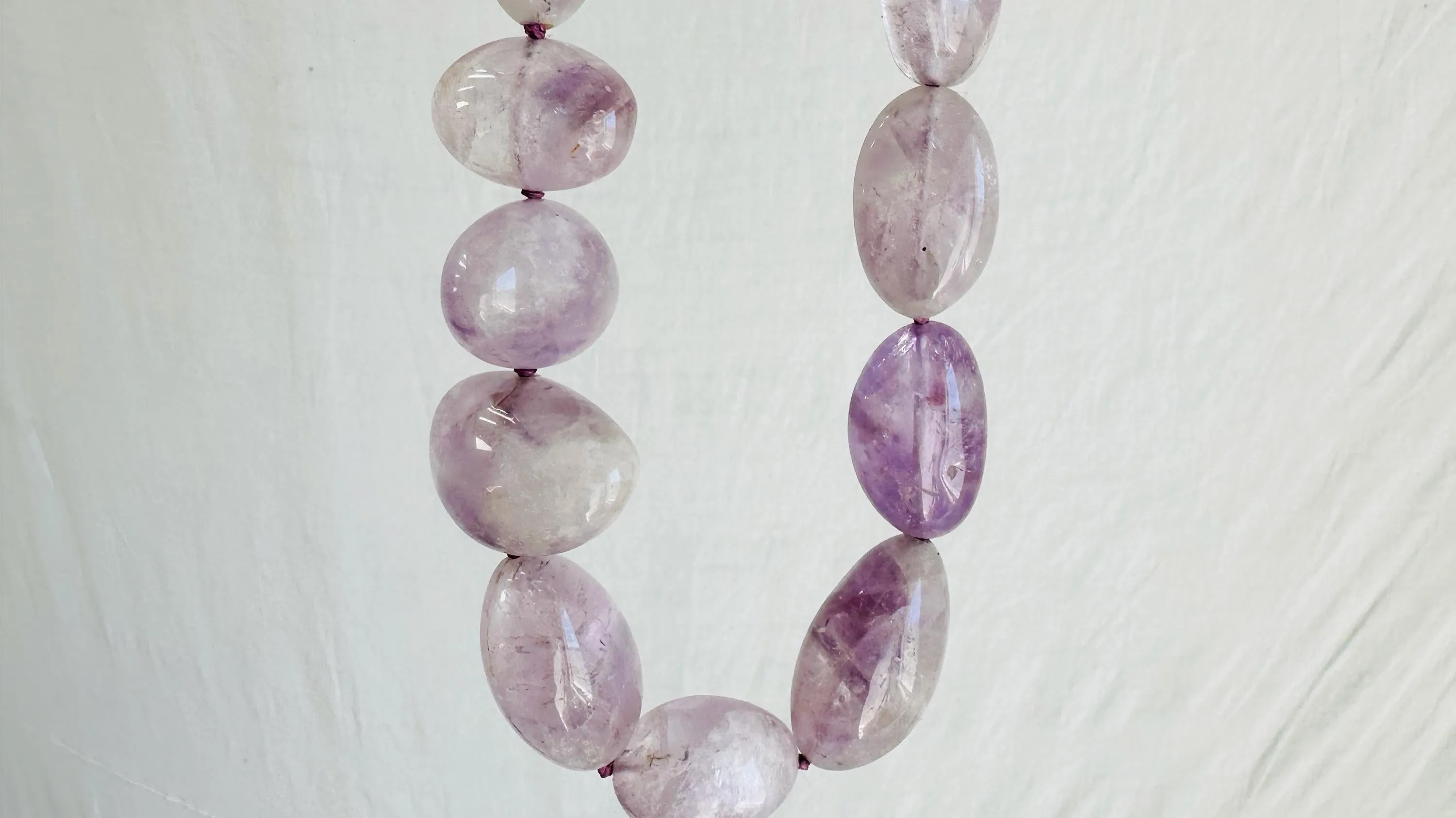Long Amethyst Necklace. Natural Stone Beaded Designer Jewelry.
