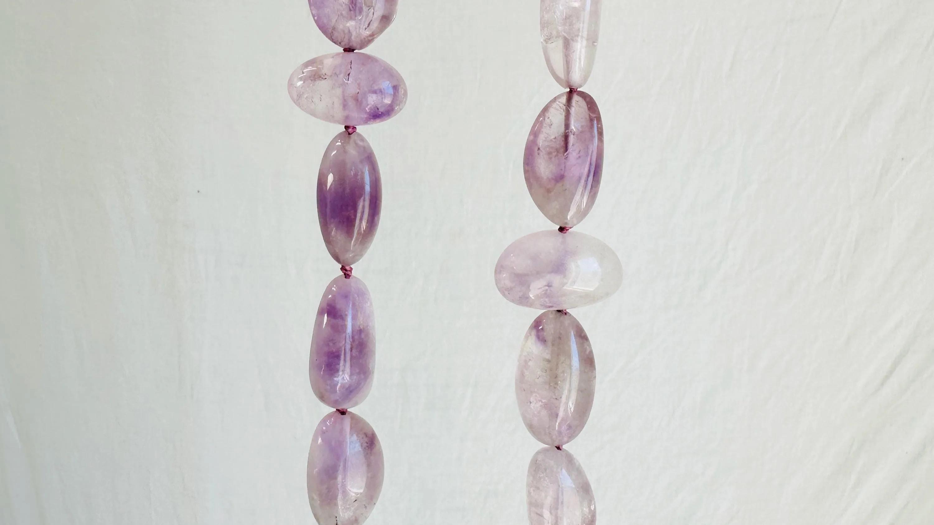 Long Amethyst Necklace. Natural Stone Beaded Designer Jewelry.