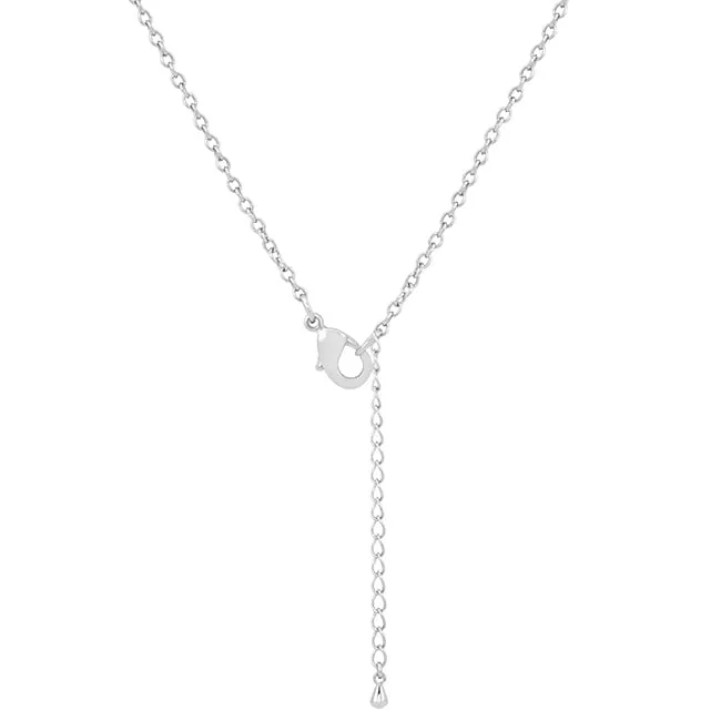LOVCIA Elegant Teardrop Rhodium Pendant