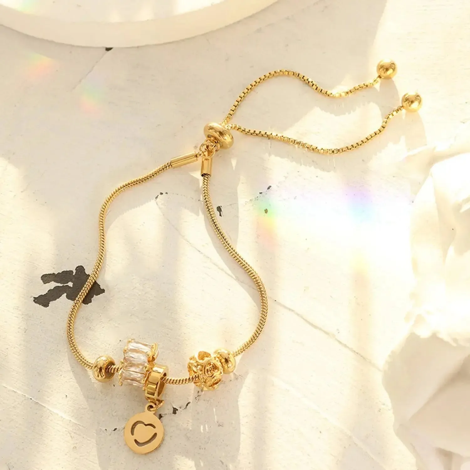 LOVCIA Heart Charm Titanium Steel Bracelet