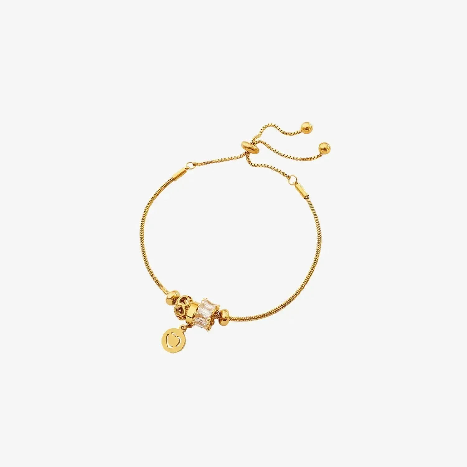 LOVCIA Heart Charm Titanium Steel Bracelet